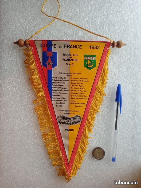 Fanion Finale Coupe De France 1982/1983 - PSG Vs FC Nantes - Football Vintage, Origine France