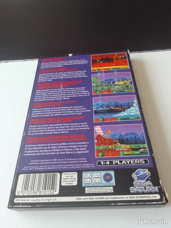 Jeu Worms Pour Sega Saturn - Version PAL Complète Avec Boîtier Et Instructions, Bon état
