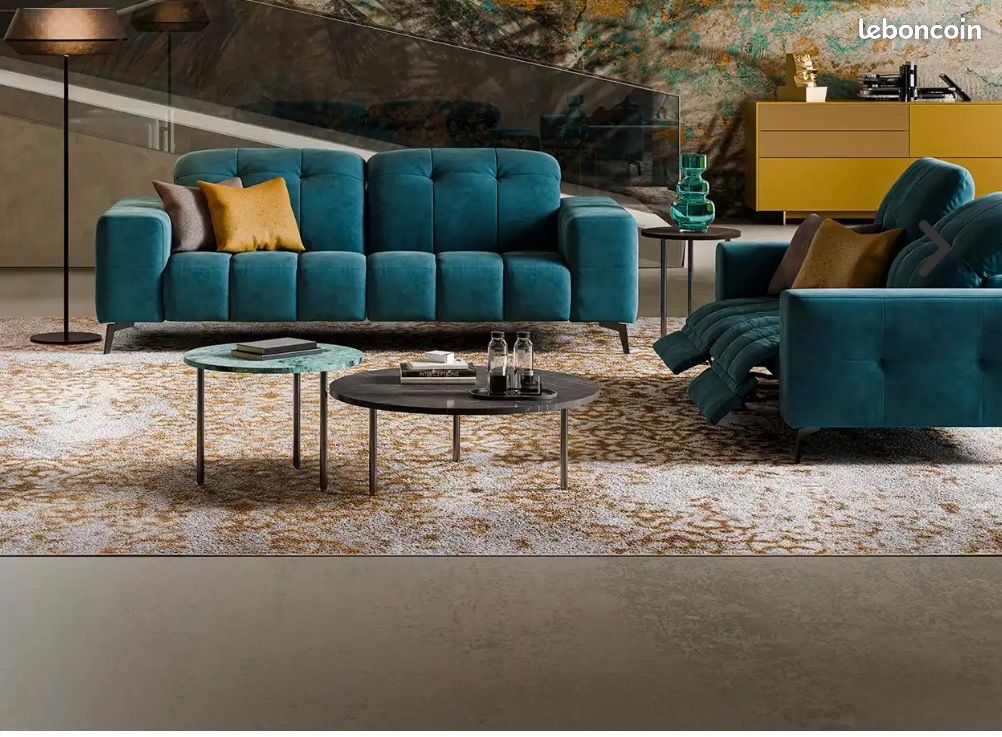 Salon contemporain bleu canard Château d'Ax (image 1)