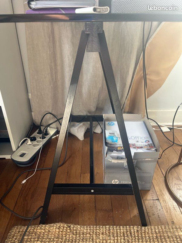 Bureau en verre 180 x 80 cm – plateau Habitat + pieds IKEA – très bon état (image 3)
