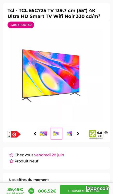 Smart TV TCL 55’ android tv (image 1)