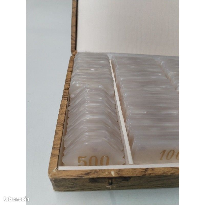 Coffret Ancien Jetons De Poker Bakélite - Look Nacre - Jeux De Casino Vintage