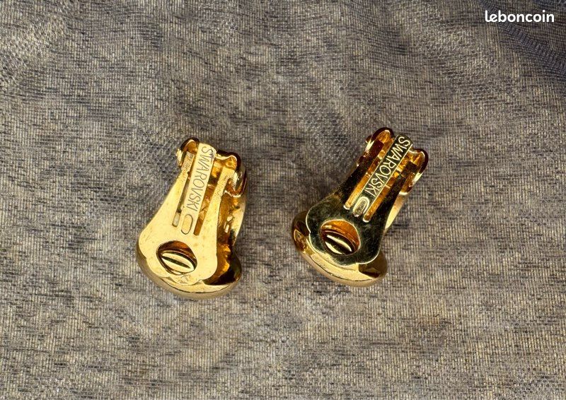 Boucles D'oreilles Verre Lampwork Cristaux Rivière Ambre - Clip Ou Dormeuse Au Choix