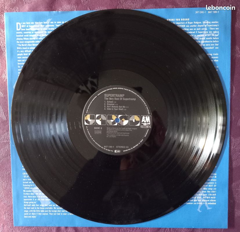♫ The Very Best Of Supertramp ♪ Album 2 Disques Vinyle 2 x LP ♫ 397 090-1 ♪ 18 Titres ♫ Superbe État ♫ (image 5)