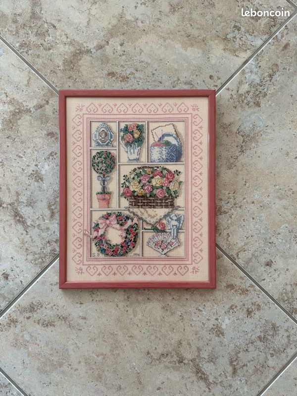Tableau point de croix Fleurs victoriennes (image 1)