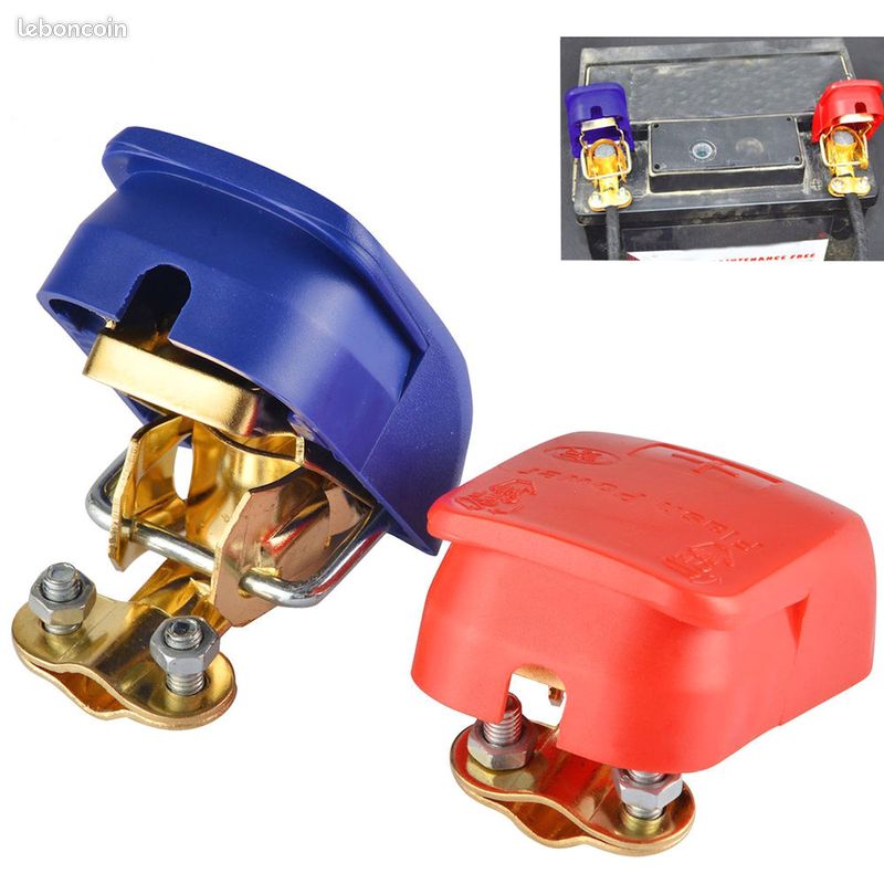 Paire 2 cosses de batterie connecteurs Isolées à serrage rapide 12v 24v - NEUF (image 1)