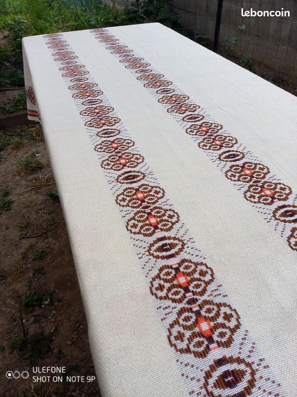 Rideau ou nappe rétro vintage 60’s & 70 ‘s authentique, double face (image 1)