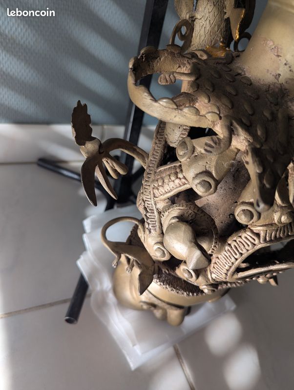 Pipe cérémonielle Bamiléké bronze Cameroun art tribal cire perdue (image 3)