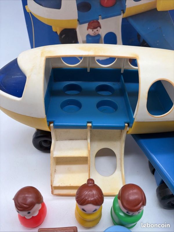Avion Fisher-Price Vintage Boîte Personnages Little People Aile Réparable (image 3)