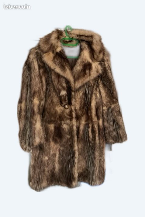 Manteau 3/4 En Fourrure Renard Argenté - Taille M - Occasion Très Bon état