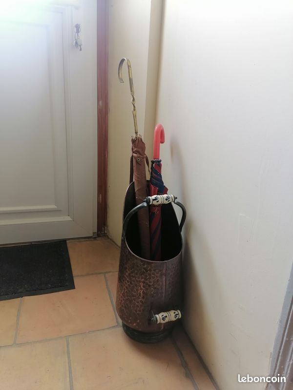 SEAU À CHARBON ancien en cuivre et laiton - porte parapluie EUR 29,00 - FR