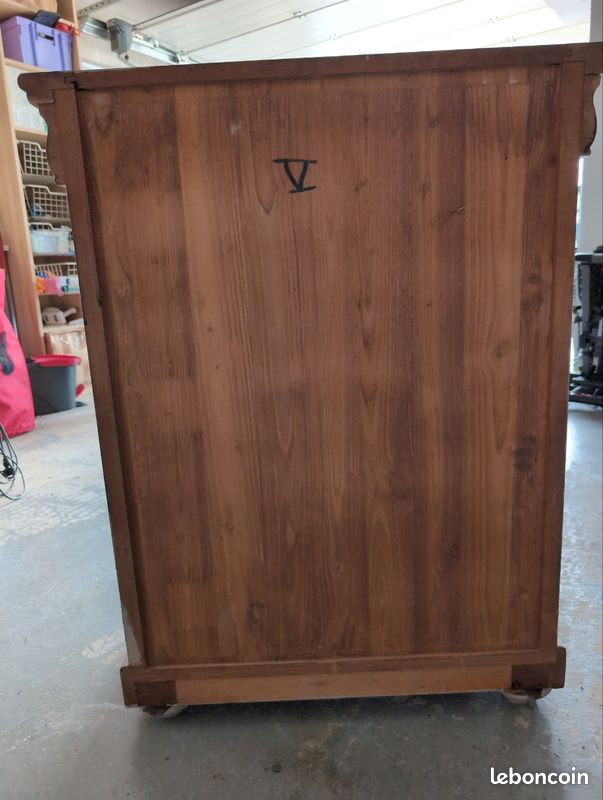 Petit meuble / Armoire basse en merisier relookée taupe (image 5)