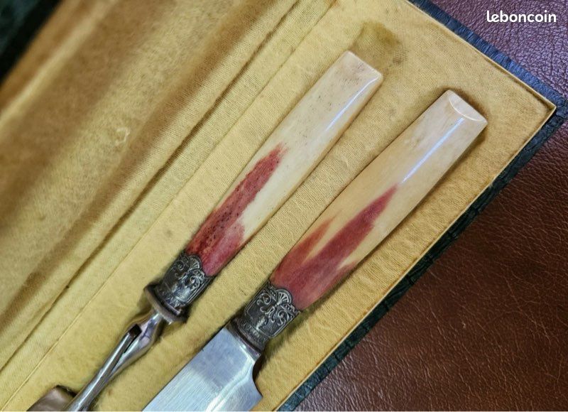 Service à Gigot En Métal Argenté, Début XXe Siècle - Dans Son écrin D'origine - Marque Pages