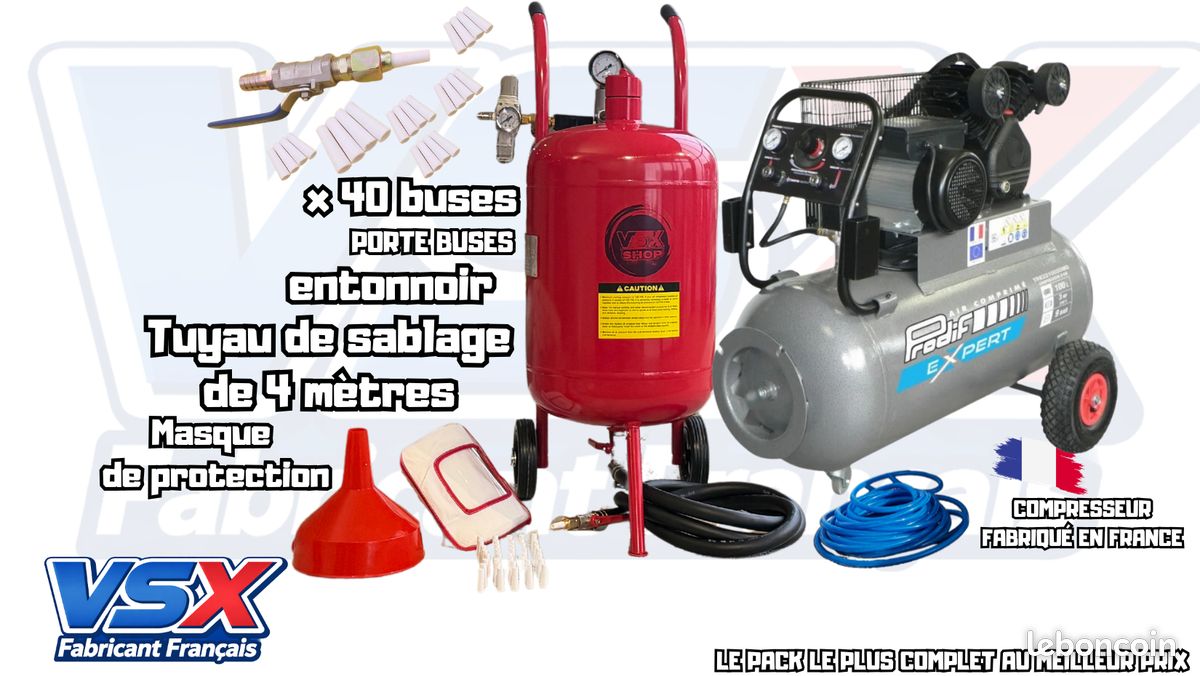 Pack aérogommeuse compresseur et tuyau de raccord Livraison gratuite (image 3)