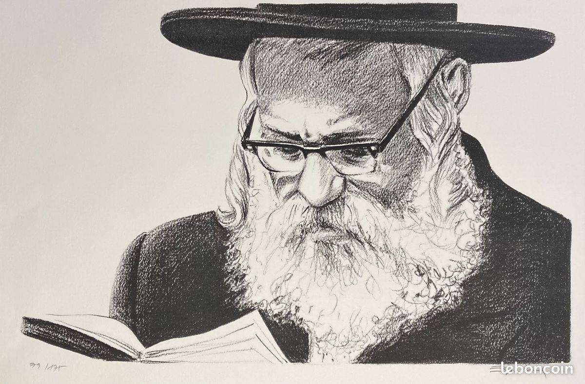 Henri EISENBERG "Rabbin qui lit" Lithographie signée & numérotée (image 2)