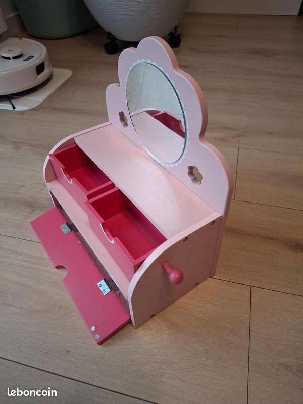 Boîte à bijou enfant en bois avec miroir (image 3)