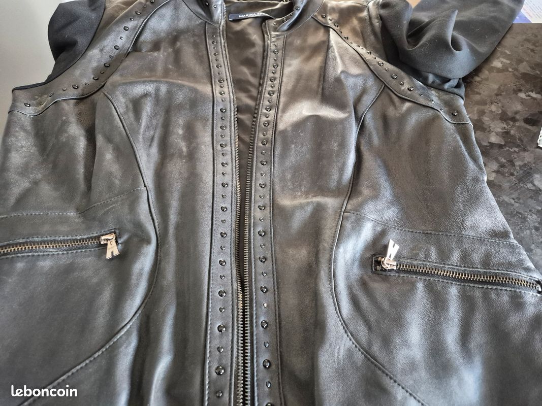 Vends blouson cuir noir femme marina sport (image 3)