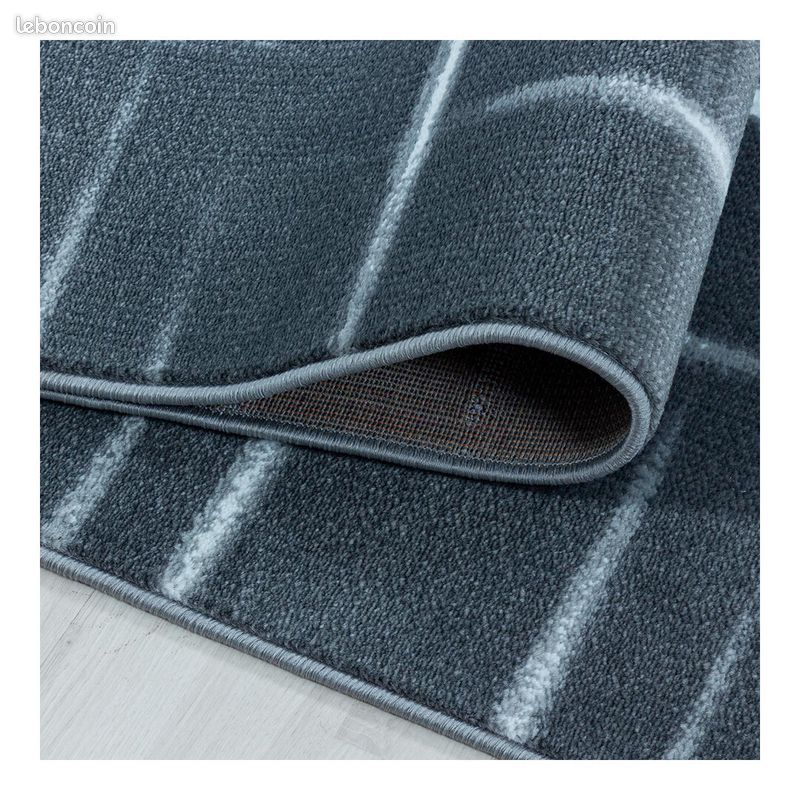 Tapis moderne rectangle rayé à courtes mèches Buse Gris 200x290 (image 5)