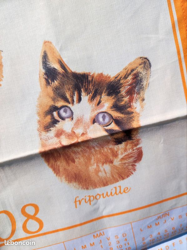 Torchon calendrier publicitaire 2008 petits chats (image 4)