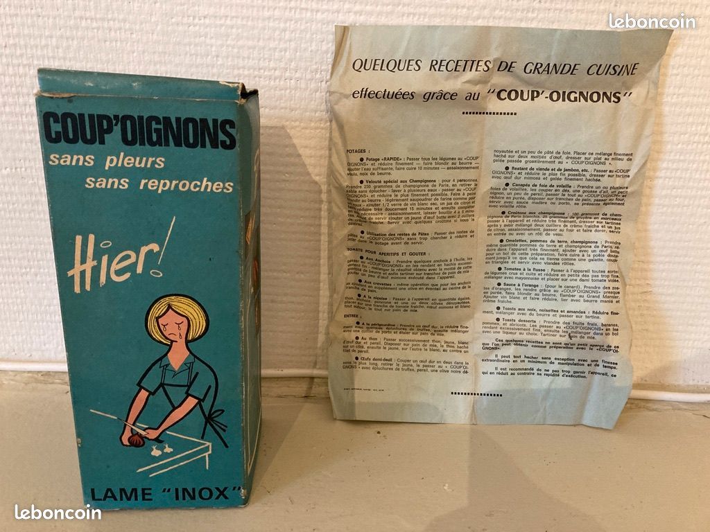 Coupe-oignons Vintage Lame INOX - Avec Sa Boîte D'origine Et Notice, Occasion Fonctionnel