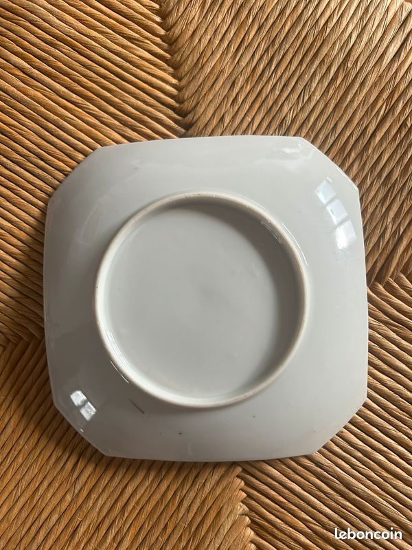Petite ancienne vintage porcelaine de Chine carrée décor coq 15,3/15,3cm environ (image 7)