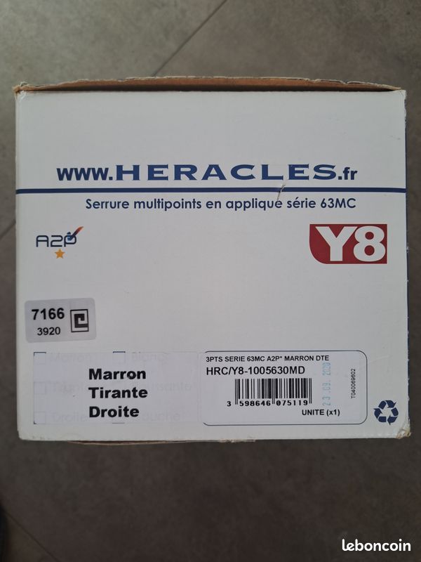 HERACLES Serrure 3 points en applique 63MC Y8C A2P* marron droite Référence : 844580 (image 2)