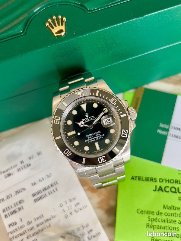 Rolex Submariner 116610LN 2019 Full Set révisée Bianchi Marseille montre automatique homme luxe plongée Oyster acier cadran noir lunette céramique boîte papiers maillons étanchéité (image 1)