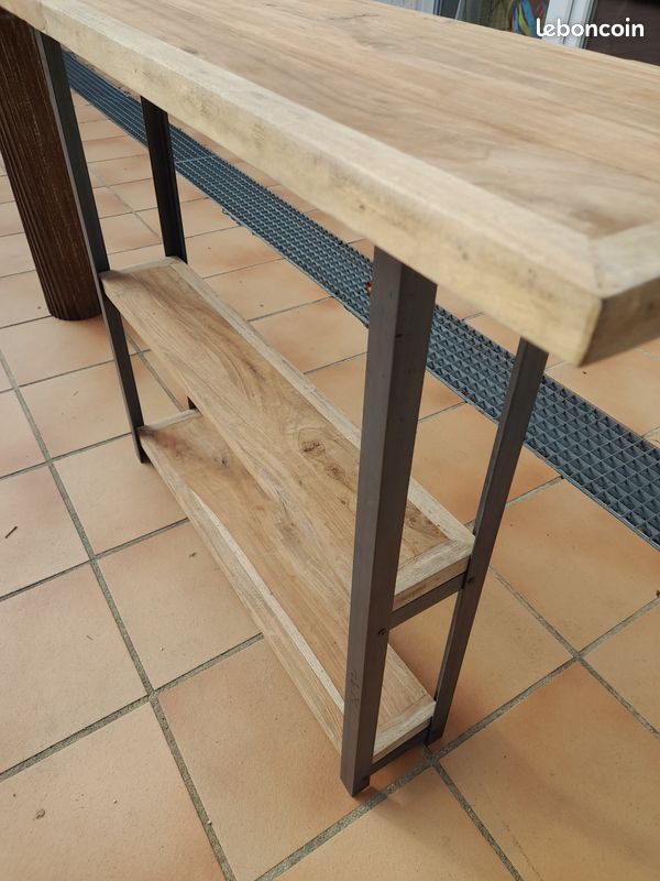 1 grande console en teck et acier (image 5)