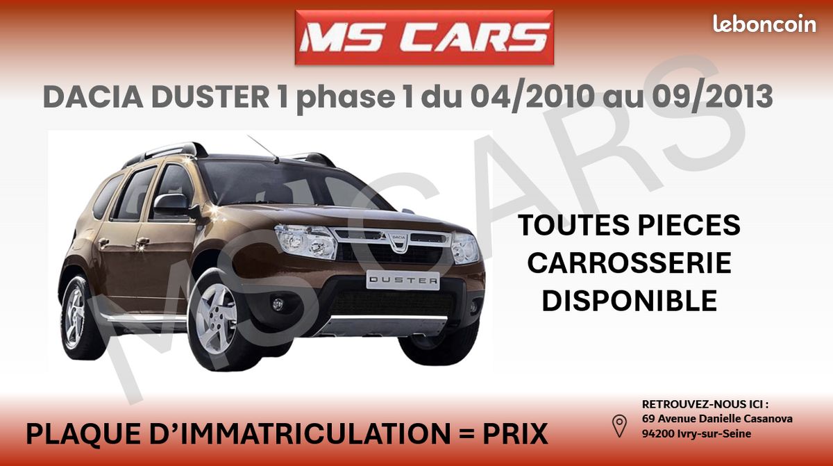 PIECES CARROSSERIE DACIA DUSTER 1 phase 1 du 04/2010 au 09/2013 (image 1)
