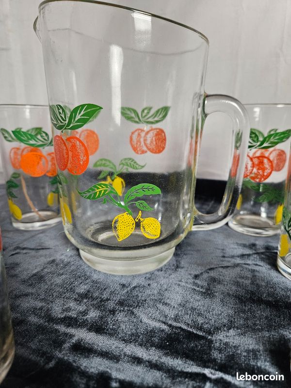 service orangeade vintage ou Autres, 1 Pichet, 6 Verres