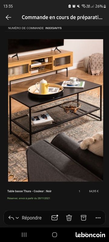 Table basse Thura noire. Marque Sklum (image 1)
