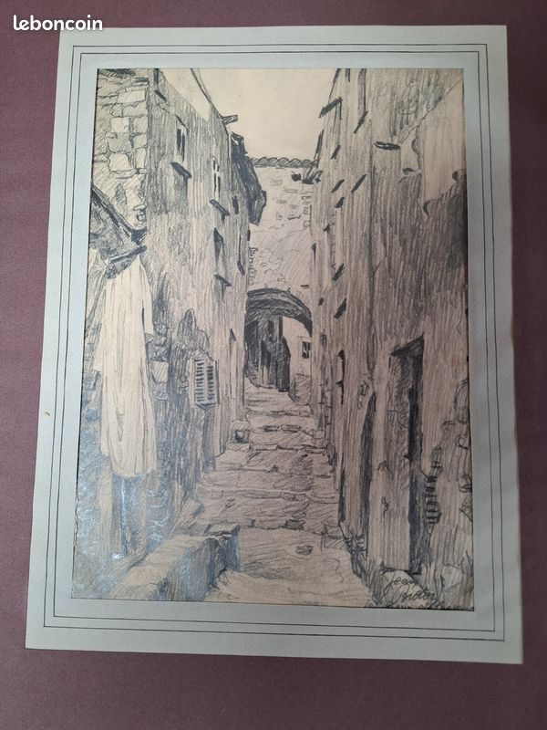 Dessin au crayon signé jean breton (image 3)