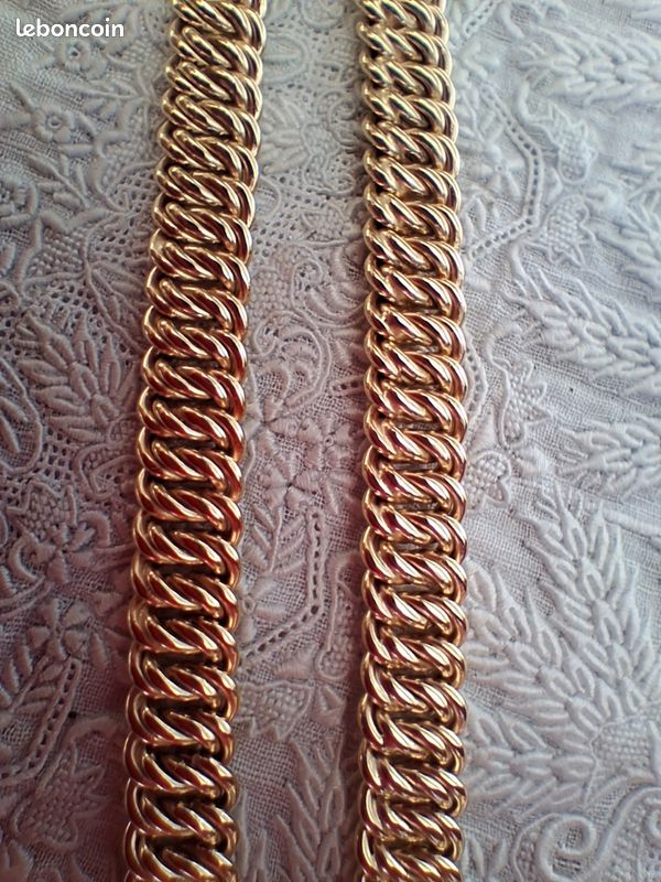 Collier Chaîne Semi-rigide Plaqué Or - Modèle REF06897J, Occasion