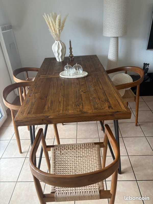 Table à manger bois pied métal (image 1)