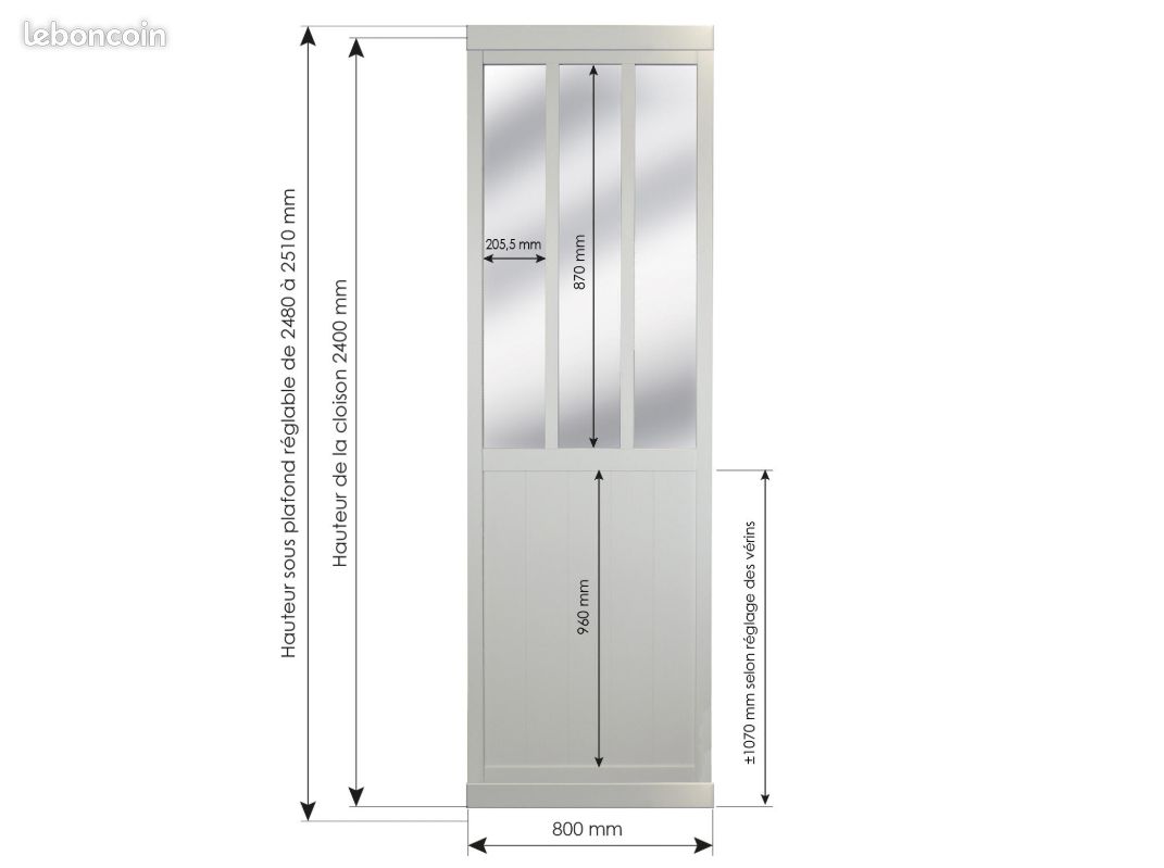 Cloison amovible Atelier mdf revêtu blanc effet métal à (-75%) (image 5)
