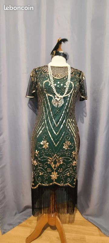 Tenue Gatsby Femme Robe AnnÃ©e 30 Gatsby WEDTREND Women Party Gatsby Dress  Blue Apricot