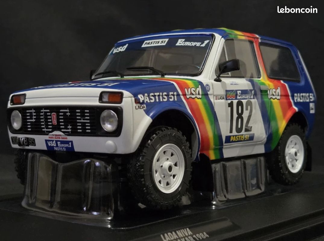 Solido 1984 LADA Niva white Racing car no 182 JABOUILLE and SARDOU Par