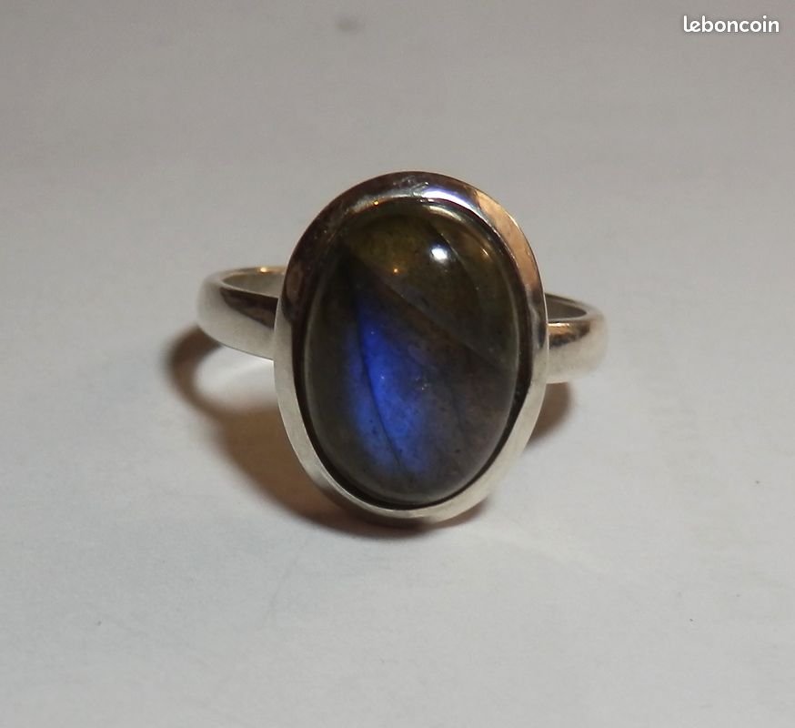 Bague argent massif et pierre labradorite T60 (image 2)