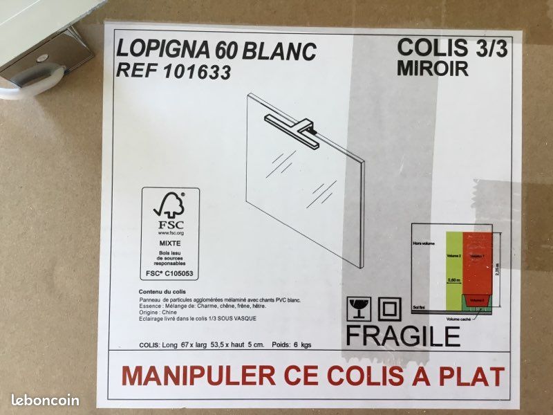 Miroir salle de bain neuf et éclairage (image 2)