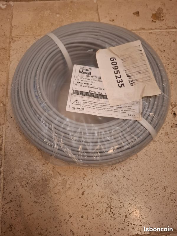 Câble cable bobine Téléphonique/alarme SYT 3P AWG24 gris 100 m (image 1)