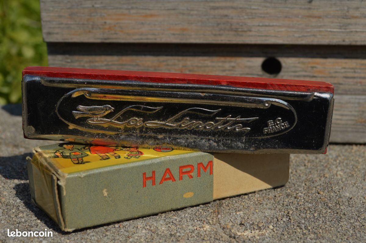 Ancien jouet tôle bois musical Harmonica M.HOHNER'S