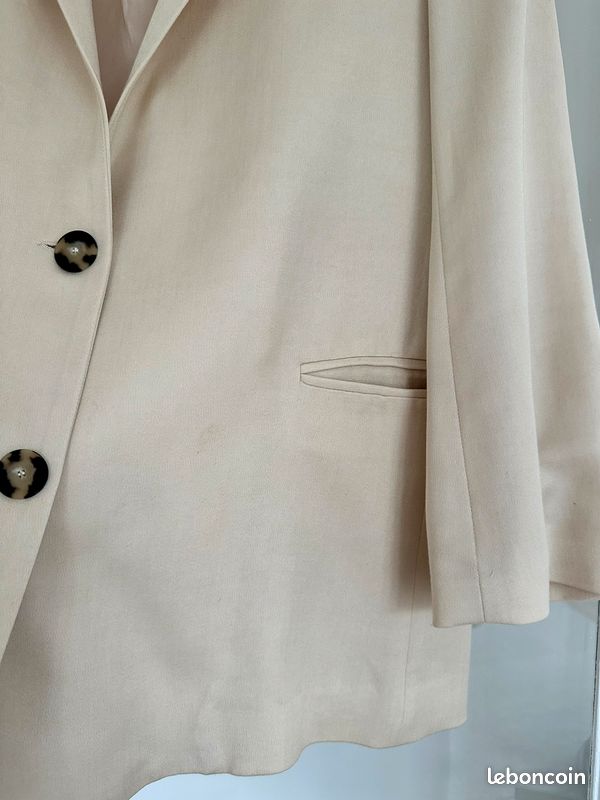 Veste De Costume Ann Taylor Taille 2/XS - Soie, Couleur Beige Sable, Neuve Avec étiquettes