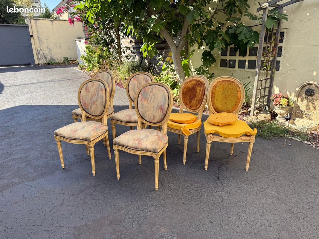 Lot de 6 chaises médaillon style Louis XVI à restaurer (image 4)