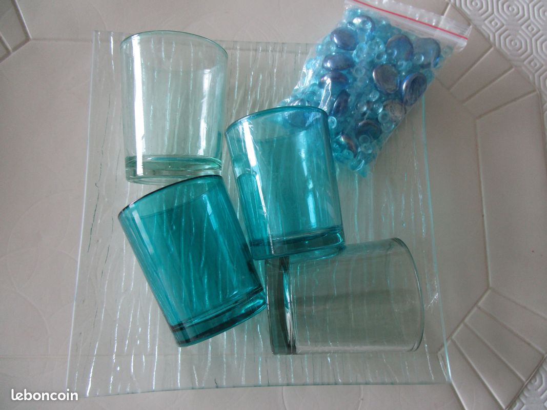 Plateau + 4 Verres pour bougies lumignons (image 2)