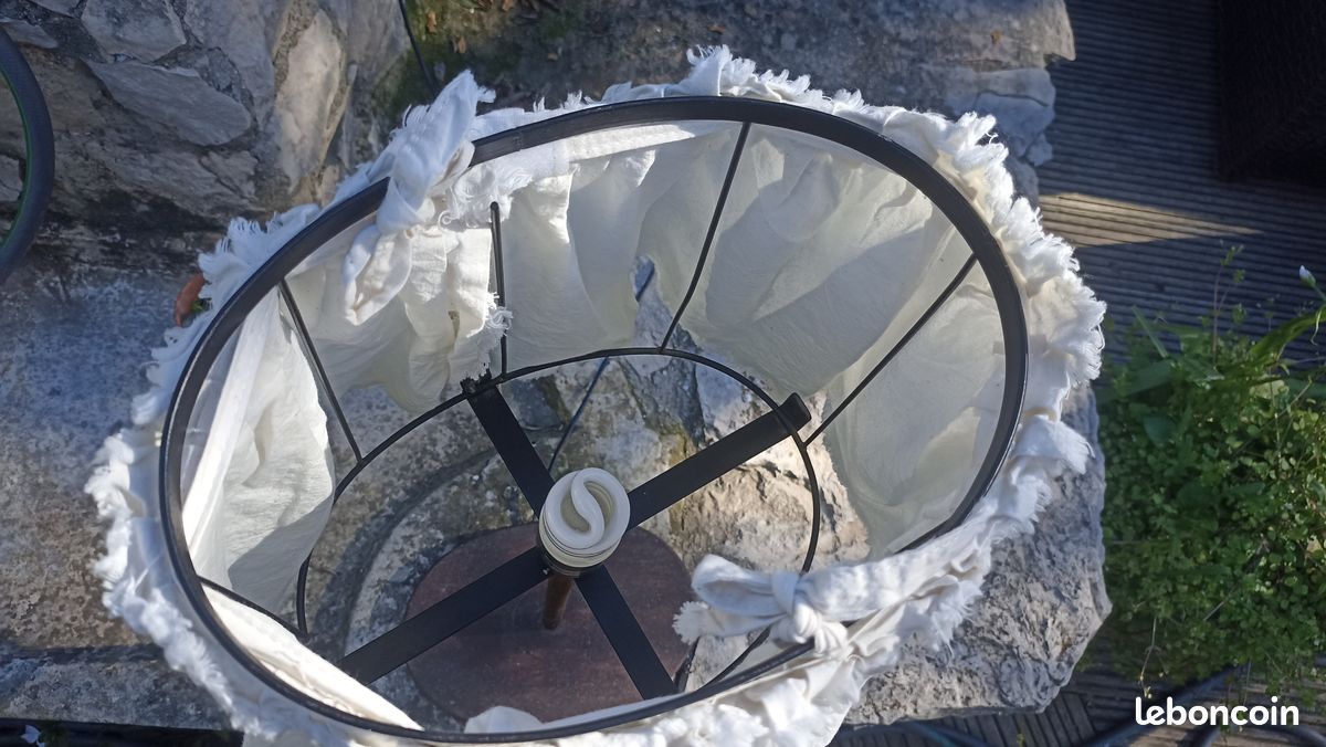 2 lampes fer forgé , tissus en lin crème (image 3)