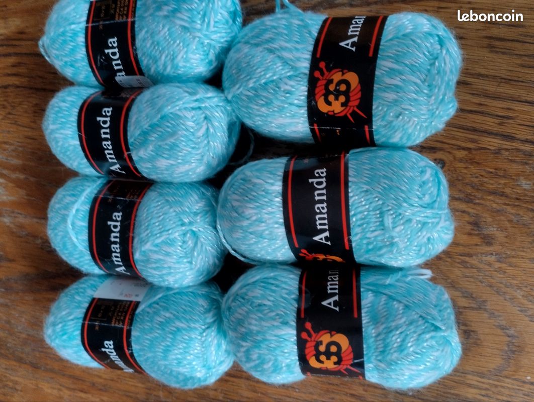 7 pelotes de laine Amanda chinées blanc/Turquoise 3suisse (image 1)