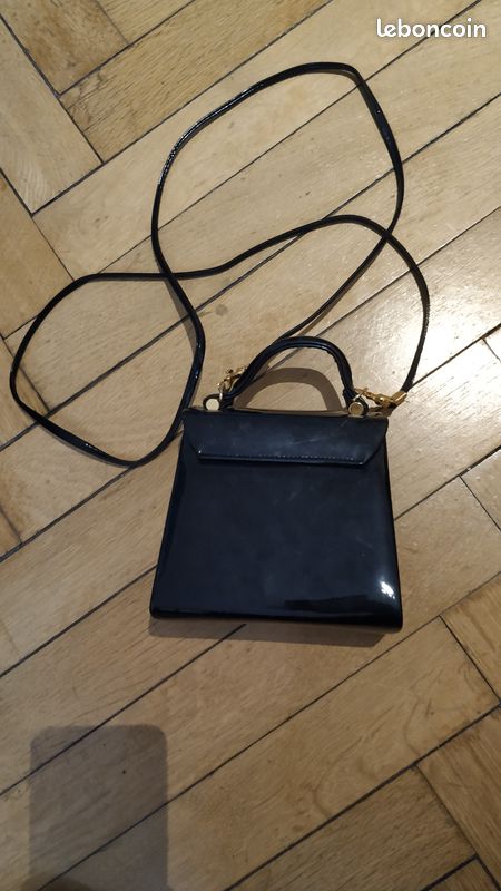 Petit sac vernis noir bandoulière soirée (image 2)