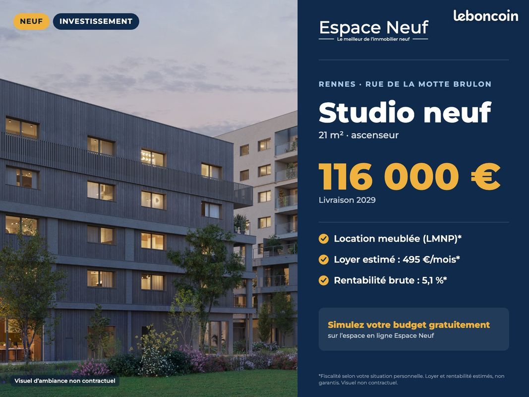 Appartement 1 pièce 21 m² · à Rennes · 21 m² · 116 000 €