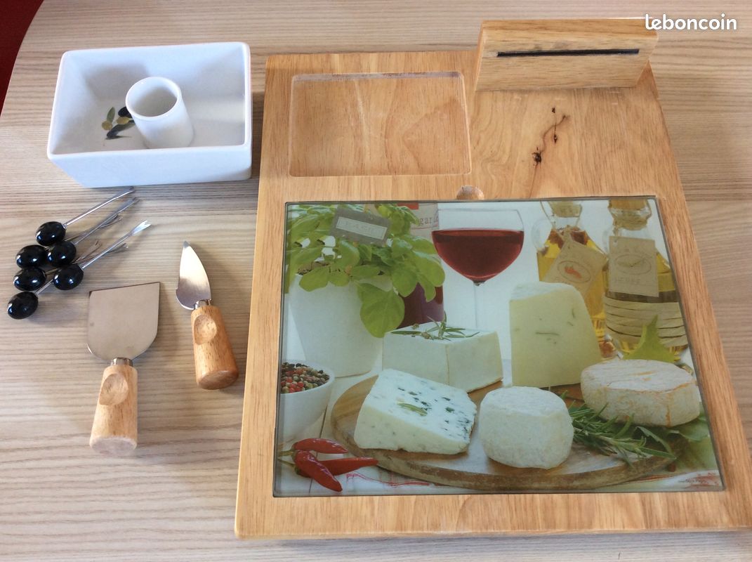 Plateau à fromage bambou et verre, planche apéro (image 2)