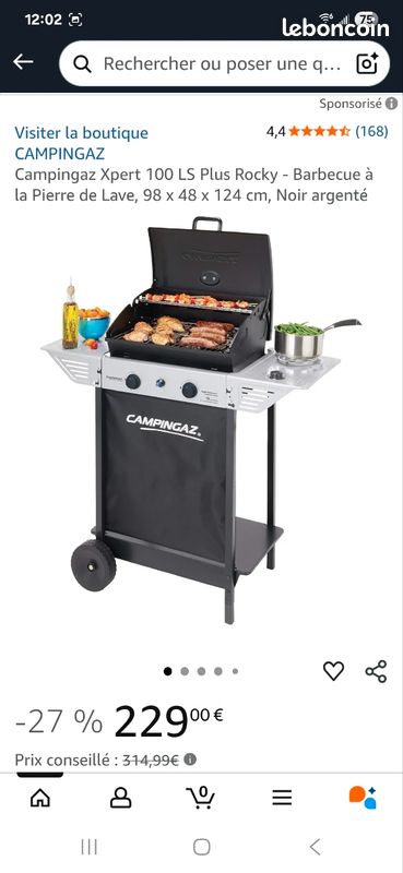 Barbecue Gaz Campingaz Xpert 100 LS Plus Rocky - Pierre De Lave - 2 Brûleurs - 17 Kg